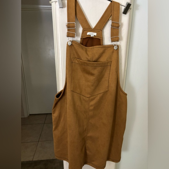 AUW Dresses & Skirts - EUC Brown faux suede, midi overalls, Size XL
